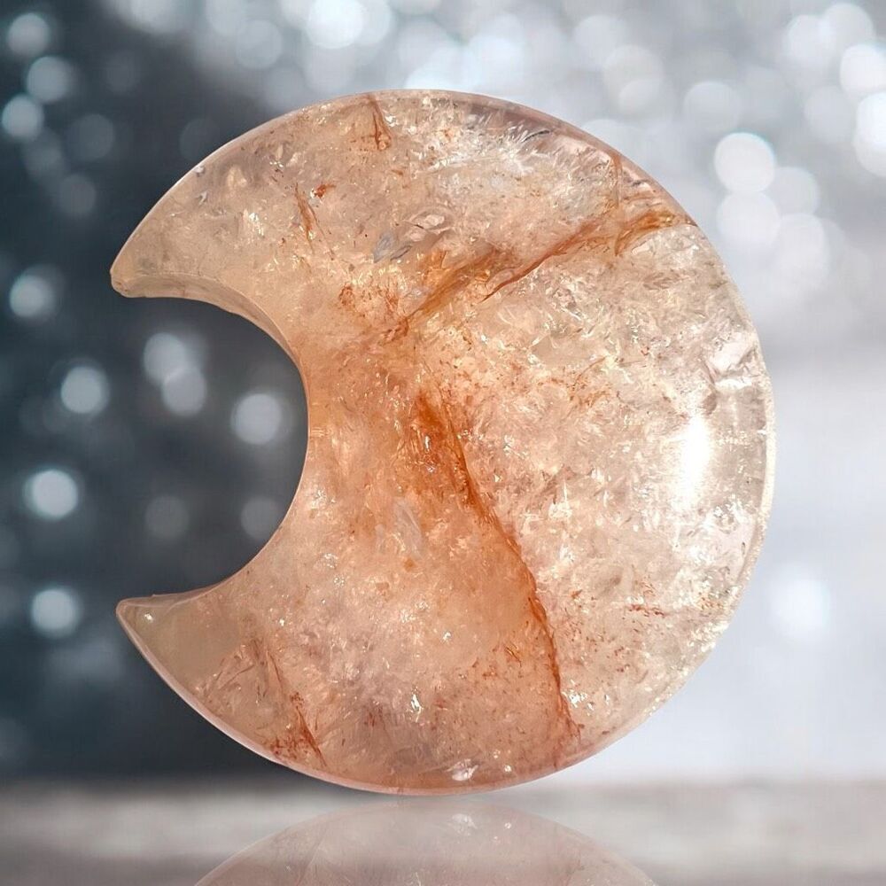 Fire Quartz‎ Crystal Crescent Moon